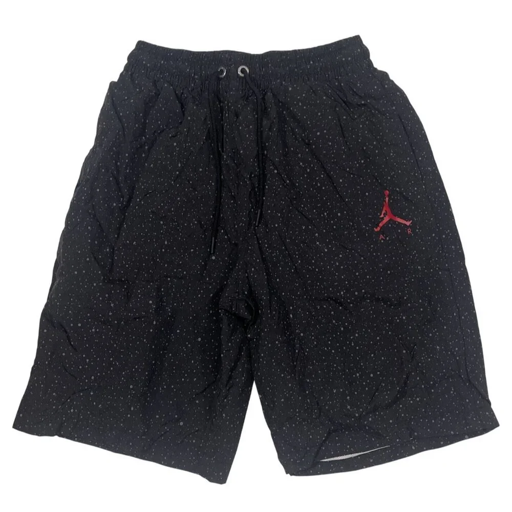 AIR JORDAN shorts swim trunks MENS small black red with gray specks‎